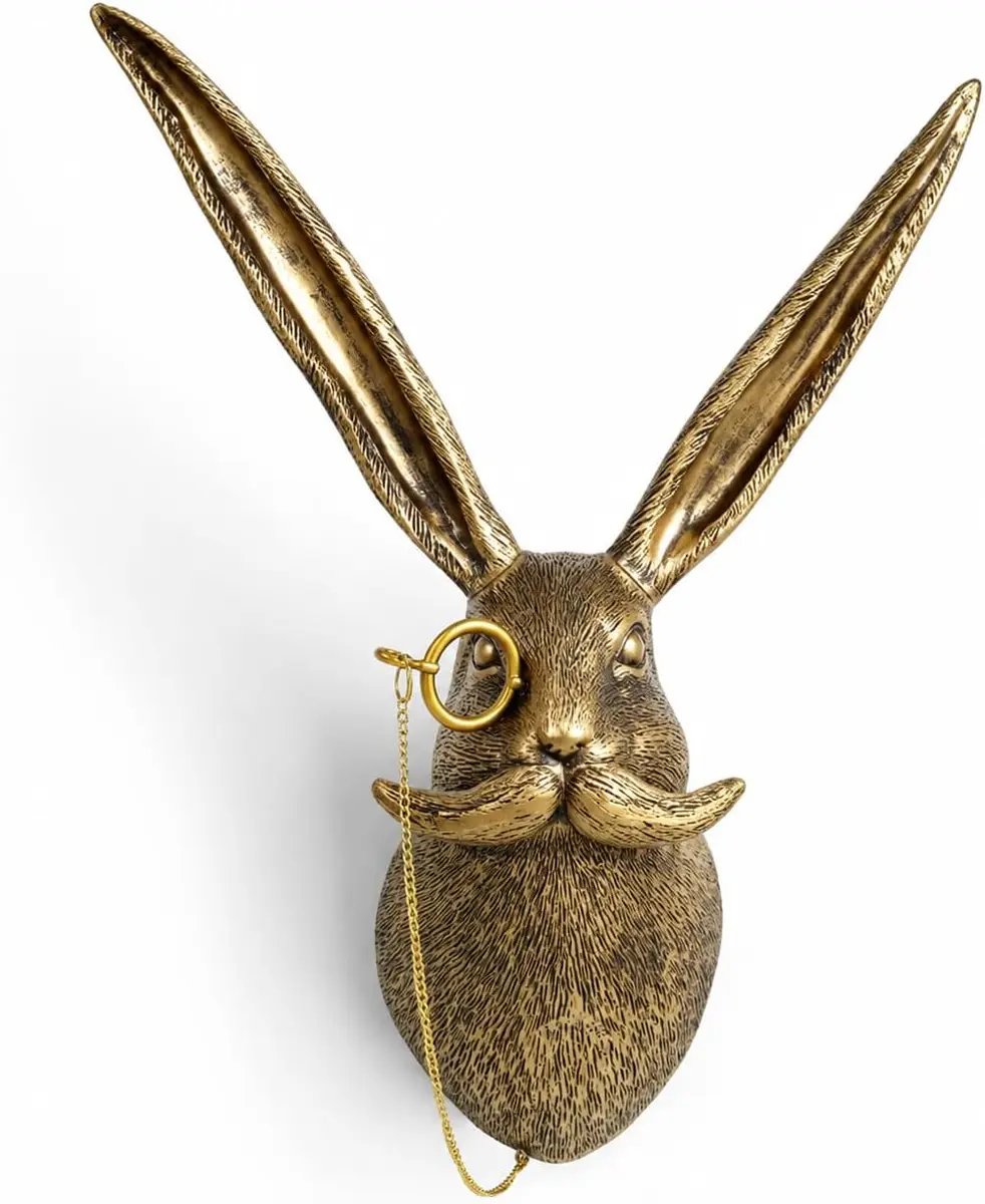 Gold-tone faux taxidermy animal head wall decor