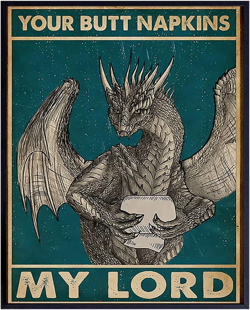 Gothic dragon-themed bathroom wall art decoration