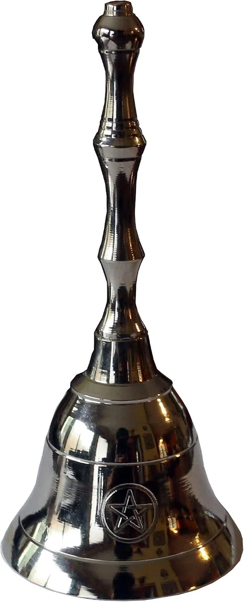 Pentacle ritual altar bell with handle for pagan rituals