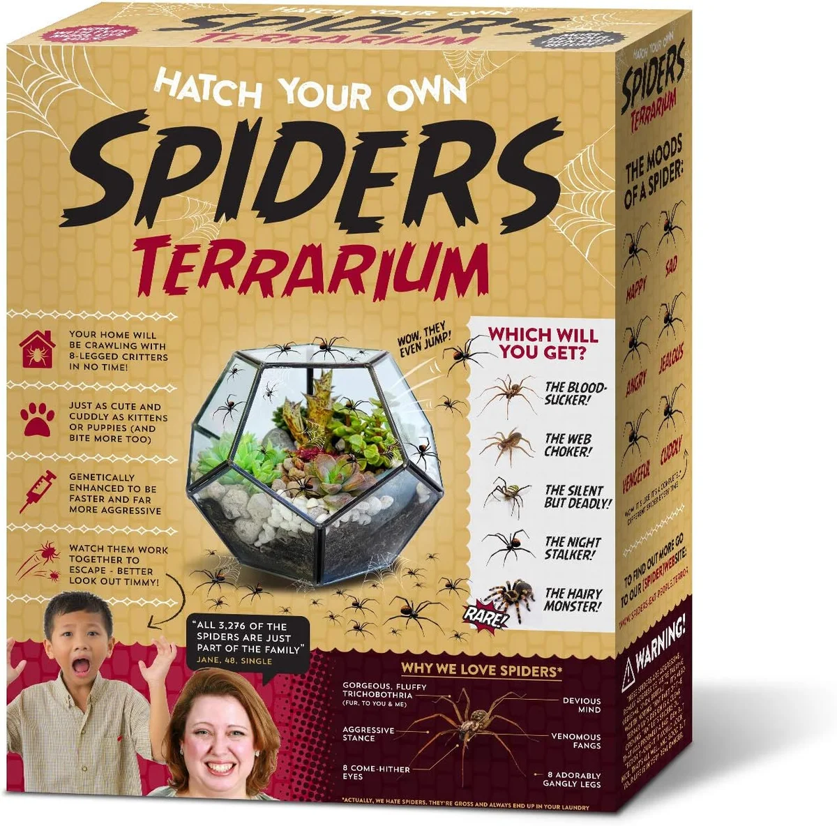 Spider terrarium prank gift box packaging