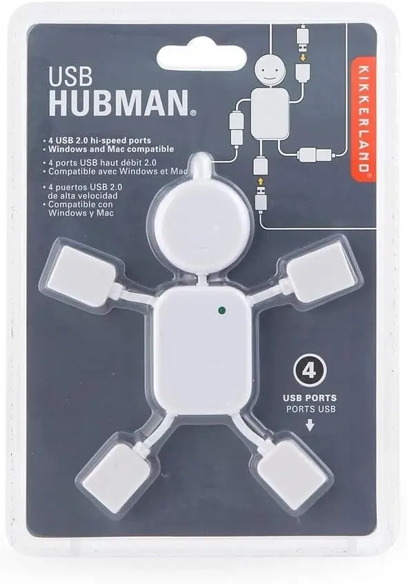 White plastic humanoid figure USB hub with four ports